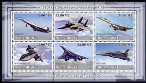 Mozambique 2009 History of Transport - Aviation #06 perf sheetlet containing 6 values unmounted mint