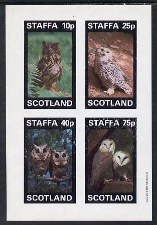 Staffa 1981 Owls #01 imperf set of 4 values (10p to 75p) unmounted mint