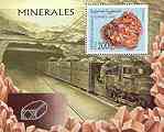Sahara Republic 1998 Minerals perf miniature sheet containing 200 value unmounted mint (showing mining Train)