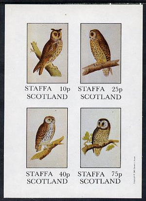 Staffa 1981 Owls #02 imperf set of 4 values (10p to 75p) unmounted mint