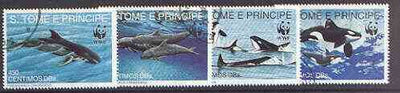 St Thomas & Prince Islands 1992 WWF - Dolphins complete perf set of 4 fine cto used*