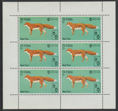 St Kilda 1970 Red Fox 1s complete perf sheetlet of 6 (from Wildlife set) unmounted mint