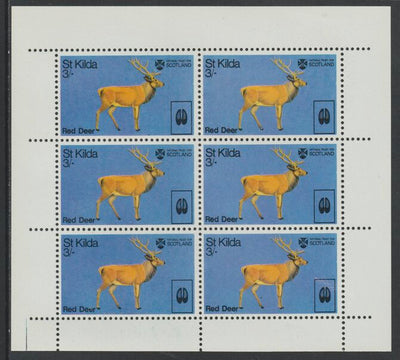 St Kilda 1970 Red Deer 3s complete perf sheetlet of 6 (from Wildlife set) unmounted mint