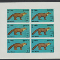 St Kilda 1970 Pine Marten 4s complete imperf sheetlet of 6 (from Wildlife set) unmounted mint