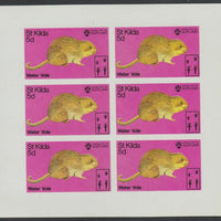 St Kilda 1970 Water Vole 5d complete imperf sheetlet of 6 (from Wildlife set) unmounted mint