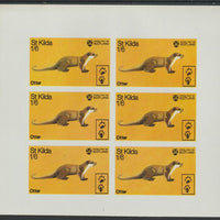 St Kilda 1970 Otter 1s6d complete imperf sheetlet of 6 (from Wildlife set) unmounted mint