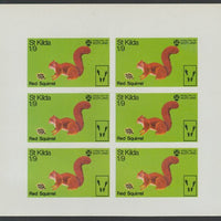 St Kilda 1970 Red Squirrel 1s9d complete imperf sheetlet of 6 (from Wildlife set) unmounted mint