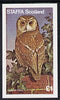 Staffa 1977 Birds of Prey #01 (Tawny Owl) imperf souvenir sheet (£1 value) unmounted mint