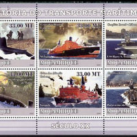 Mozambique 2009 History of Transport - Ships #05 perf sheetlet containing 6 values unmounted mint