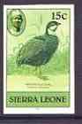 Sierra Leone 1983 Blue Quail 15c imperf with red omitted, a spectacular item, probably of proof status, unmounted mint plus normal as SG 766