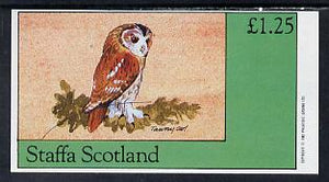 Staffa 1982 Birds of Prey #06 (Tawny Owl) imperf souvenir sheet (£1.25 value) unmounted mint