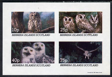 Bernera 1981 Owls imperf set of 4 values (10p to 75p) unmounted mint