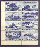 Cinderella - Tanks of the Allies set of 8 perf labels in blue, unmounted mint (produced by Polystamps)