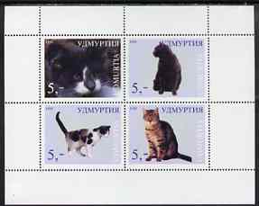 Udmurtia Republic 1998 Domestic Cats perf sheetlet containing complete set of 4 unmounted mint