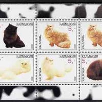 Kalmikia Republic 1998 Domestic cats #1 perf sheetlet containing set of 6 values unmounted mint (long haired)