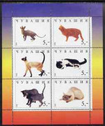 Chuvashia Republic 1998 Domestic cats #1 perf sheetlet containing set of 6 values unmounted mint