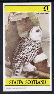 Staffa 1982 Birds #49 (Snow Owl) imperf souvenir sheet (£1 value) unmounted mint