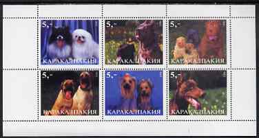Karakalpakia Republic 1998 Dogs #1 perf sheetlet containing set of 6 values unmounted mint (White border)