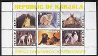 Karjala Republic 1999 Dogs #4 perf sheetlet containing set of 6 values unmounted mint (White border with yellow text)