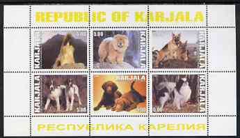 Karjala Republic 1999 Dogs #4 perf sheetlet containing set of 6 values unmounted mint (White border with yellow text)