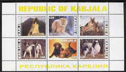 Karjala Republic 1999 Dogs #4 perf sheetlet containing set of 6 values unmounted mint (White border with yellow text)