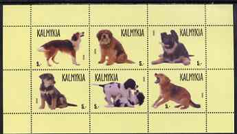 Kalmikia Republic 1999 Dogs #2 perf sheetlet containing set of 6 values unmounted mint (cream background)