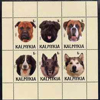 Kalmikia Republic 1999 Dogs #3 perf sheetlet containing set of 6 values unmounted mint (pink-brown background)