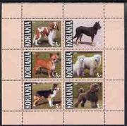 Koriakia Republic 1999 Dogs #1 perf sheetlet containing set of 6 values unmounted mint (pink background)