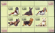Touva 1999 Dogs #4 perf sheetlet containing set of 6 values unmounted mint (yellow-green background)