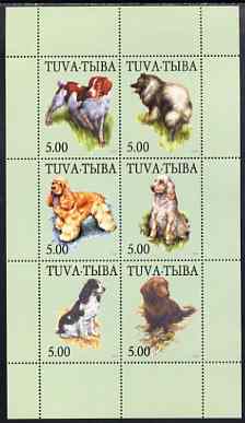 Touva 1999 Dogs #5 perf sheetlet containing set of 6 values unmounted mint (pale green background)