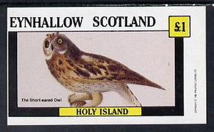 Eynhallow 1982 Short Eared Owl imperf souvenir sheet (£1 value) unmounted mint