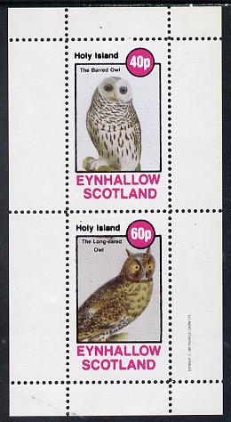 Eynhallow 1982 Owls (Barred Owl & Long-Eared Owl) perf set of 2 values (40p & 60p) unmounted mint