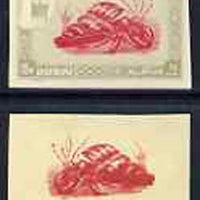 Dubai 1963 Hermit Crab 15np imperf proof on gummed paper with superb offset of centre on gummed side, SG 7var