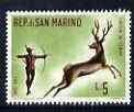 San Marino 1961 Stag Hunt With Bow & Arrow 5L from Hunting issue unmounted mint, SG 630