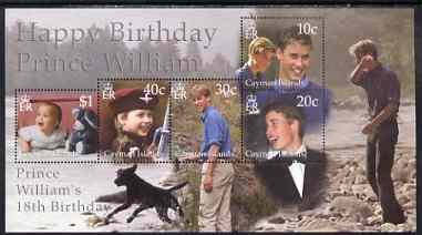 Cayman Islands 2002 Prince William's 18th Birthday m/sheet unmounted mint