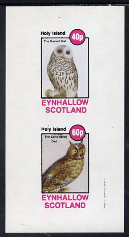 Eynhallow 1982 Owls (Barred Owl & Lonf-Eared Owl) imperf set of 2 values (40p & 60p) unmounted mint