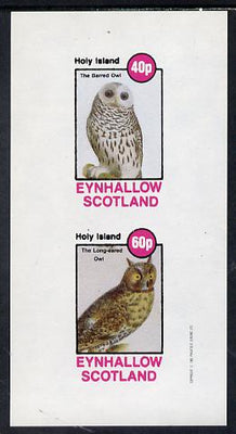 Eynhallow 1982 Owls (Barred Owl & Lonf-Eared Owl) imperf set of 2 values (40p & 60p) unmounted mint