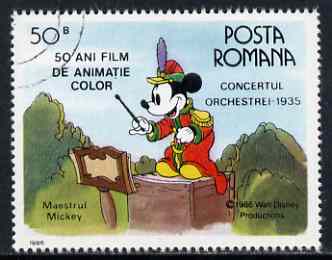 Rumania 1986 Mickey Mouse Conducting 50b fine used, SG 5023