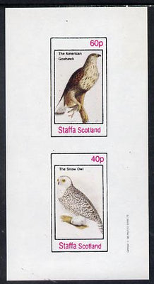 Staffa 1982 Birds #32 (Snow Owl & Goshawk) imperf set of 2 values (40p & 60p) unmounted mint