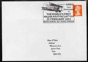 Postmark - Great Britain 2002 cover with Kabul 73rd Anniversary of first Air Evacuation cancel illustrated with Biplane