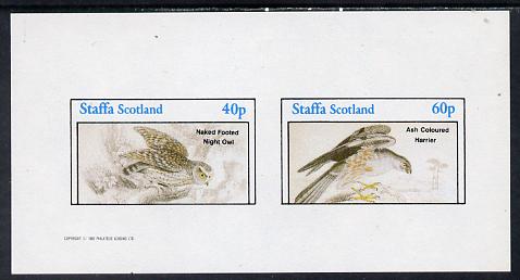 Staffa 1982 Birds #33 (Night Owl & Ash Harrier) imperf set of 2 values (40p & 60p) unmounted mint
