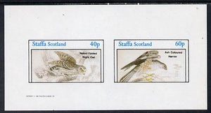 Staffa 1982 Birds #33 (Night Owl & Ash Harrier) imperf set of 2 values (40p & 60p) unmounted mint