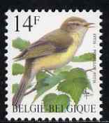 Belgium 1991-95 Birds #2 Willow Warbler 14f unmounted mint, SG 3085a