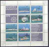 Switzerland 1978 Lemanex 78 Stamp Exhibition sheetlet containing 8 stamps (Lake Steamers plus 4 labels) unmounted mint, SG MS 952
