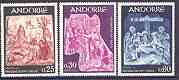 Andorra - French 1967 16th Century Frescoes set of 3 unmounted mint, SG F204-206