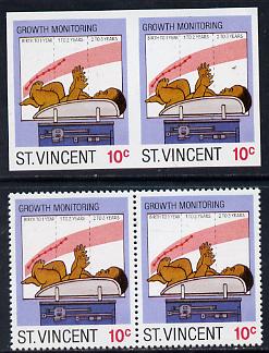 St Vincent 1987 Child Health 10c (as SG 1049) unmounted mint imperf pair plus normal pair*