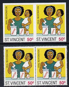 St Vincent 1987 Child Health 50c (as SG 1050) unmounted mint imperf pair plus normal pair*