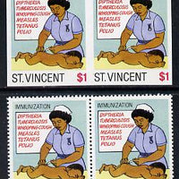 St Vincent 1987 Child Health $1 (as SG 1052) unmounted mint imperf pair plus normal pair*