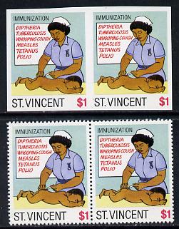 St Vincent 1987 Child Health $1 (as SG 1052) unmounted mint imperf pair plus normal pair*