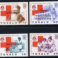 Tuvalu 1988 Red Cross set of 4 imperf proof pairs each overprinted SPECIMEN (as SG 518-21) unmounted mint*